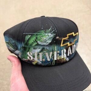 VTG 90s Chevrolet Silverado Bass Fishing Trucker Embroidered Logo Hat - USA Made